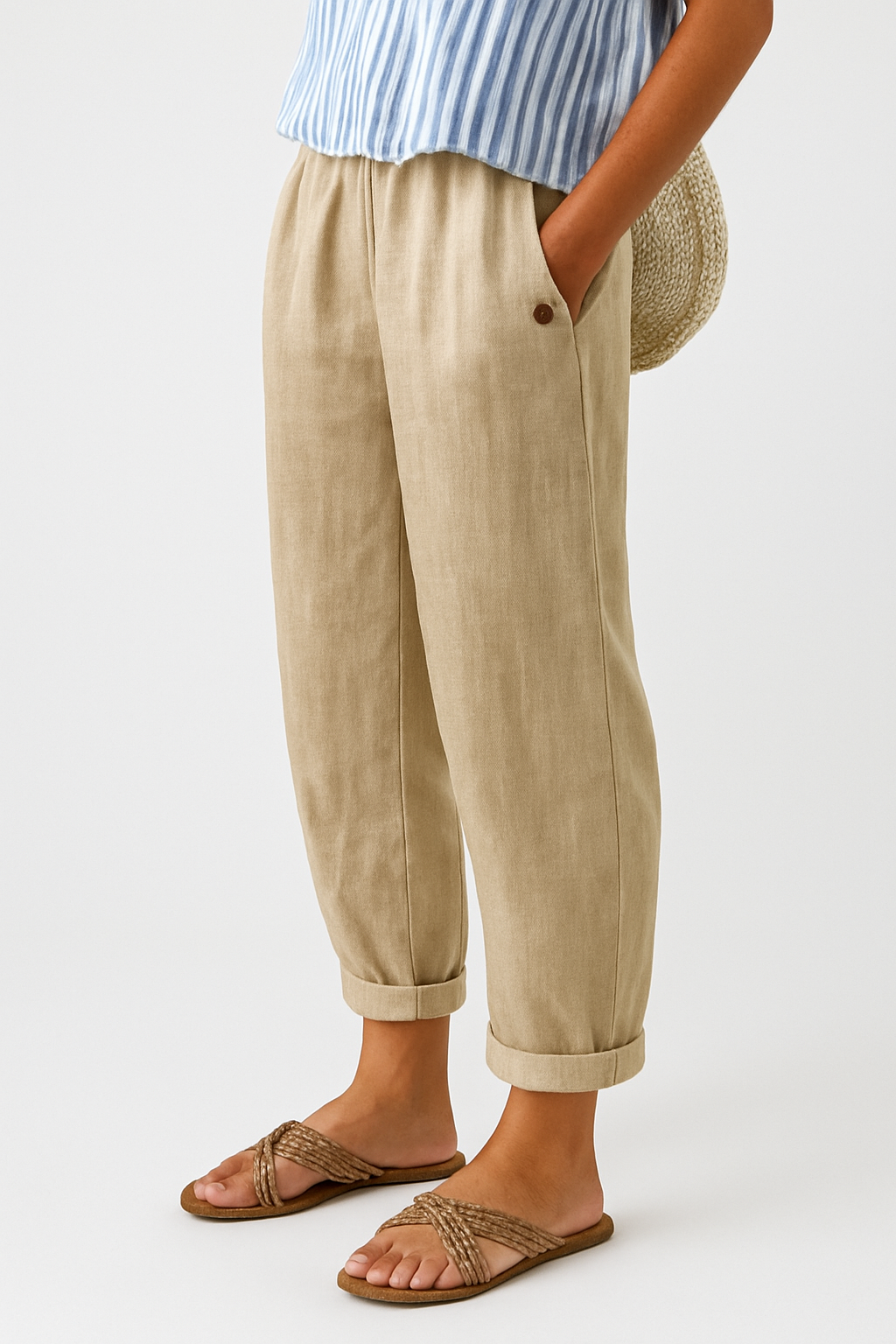 Wanda™ Straight-Leg Pants with Side Pockets & Elastic Waist 1