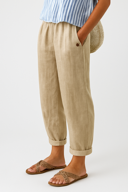 Women's Cropped Straight-Leg Pants with Side Seam Pockets 1