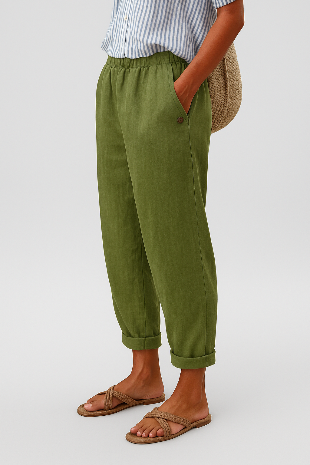Wanda™ Straight-Leg Pants with Side Pockets & Elastic Waist 2