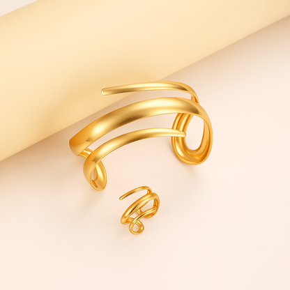 Savona Bangle & Ring Set — Non-Tarnish Gold or Silver 3