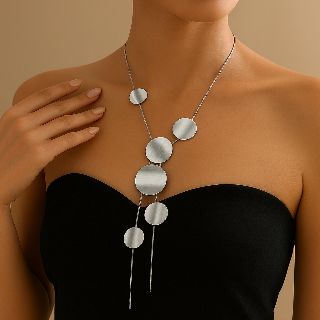 Savona Orbit Necklace — Non-Tarnish Sculptural Disc Design 3