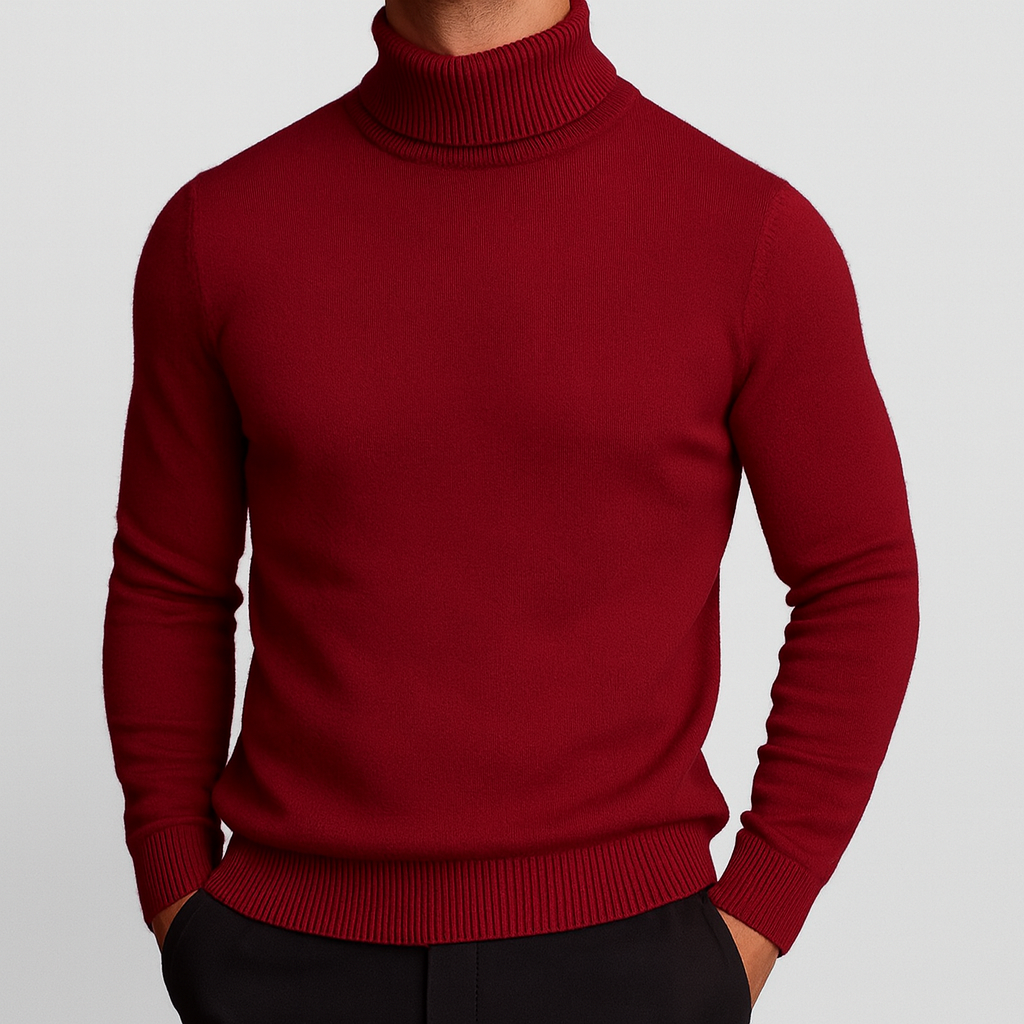 Merino Wool Turtleneck Sweater — Ribbed Collar & Slim Fit 15
