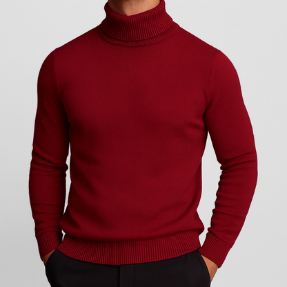 Merino Wool Turtleneck Sweater — Ribbed Collar & Slim Fit 15