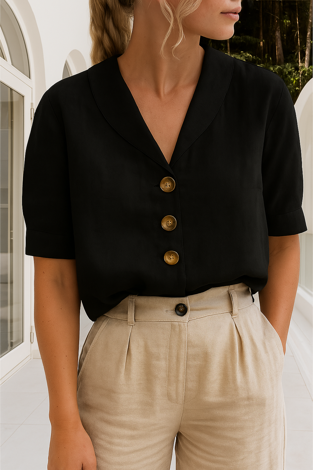 Ethel™ Elegant Wrap Neckline Blouse for Women 3