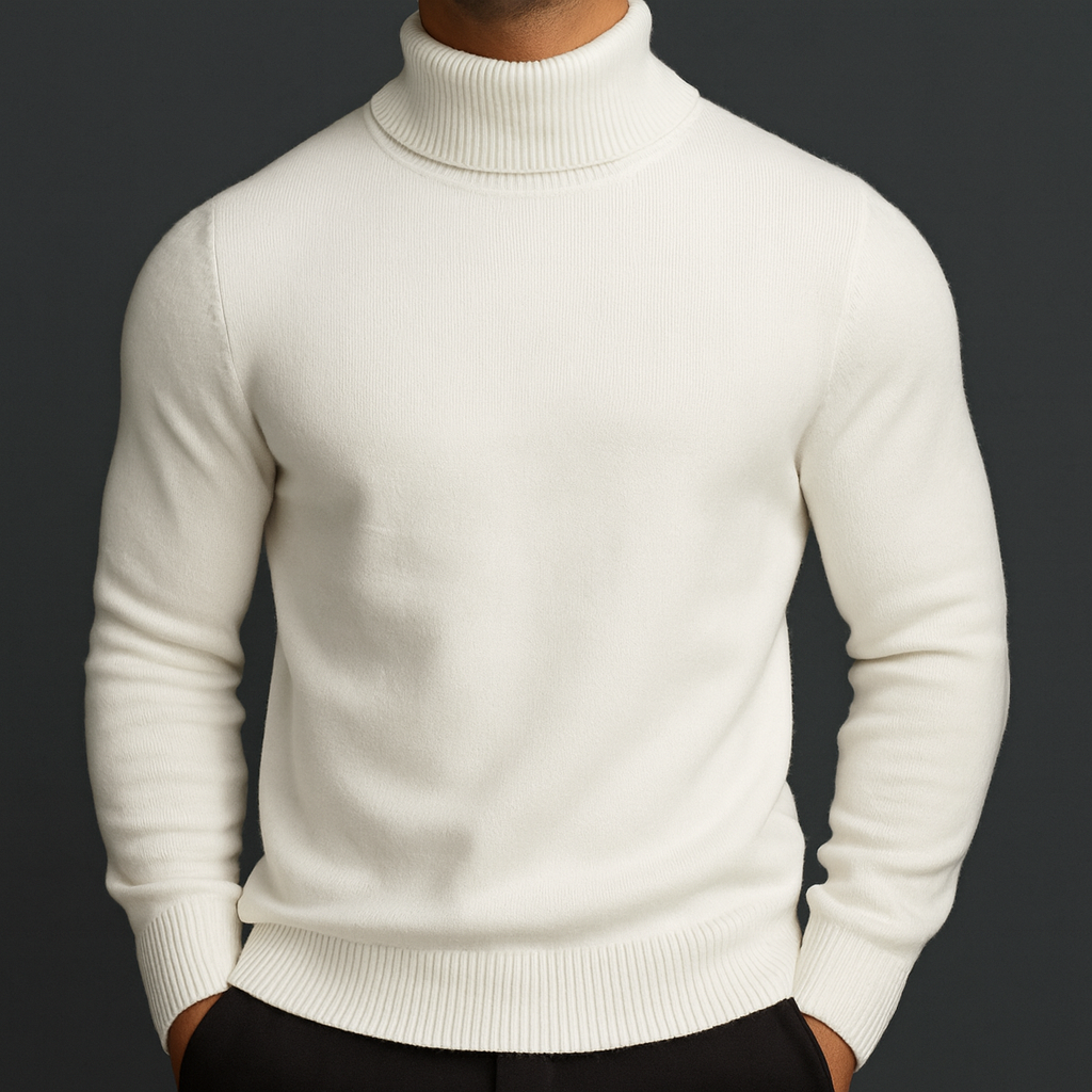Merino Wool Turtleneck Sweater — Ribbed Collar & Slim Fit 1