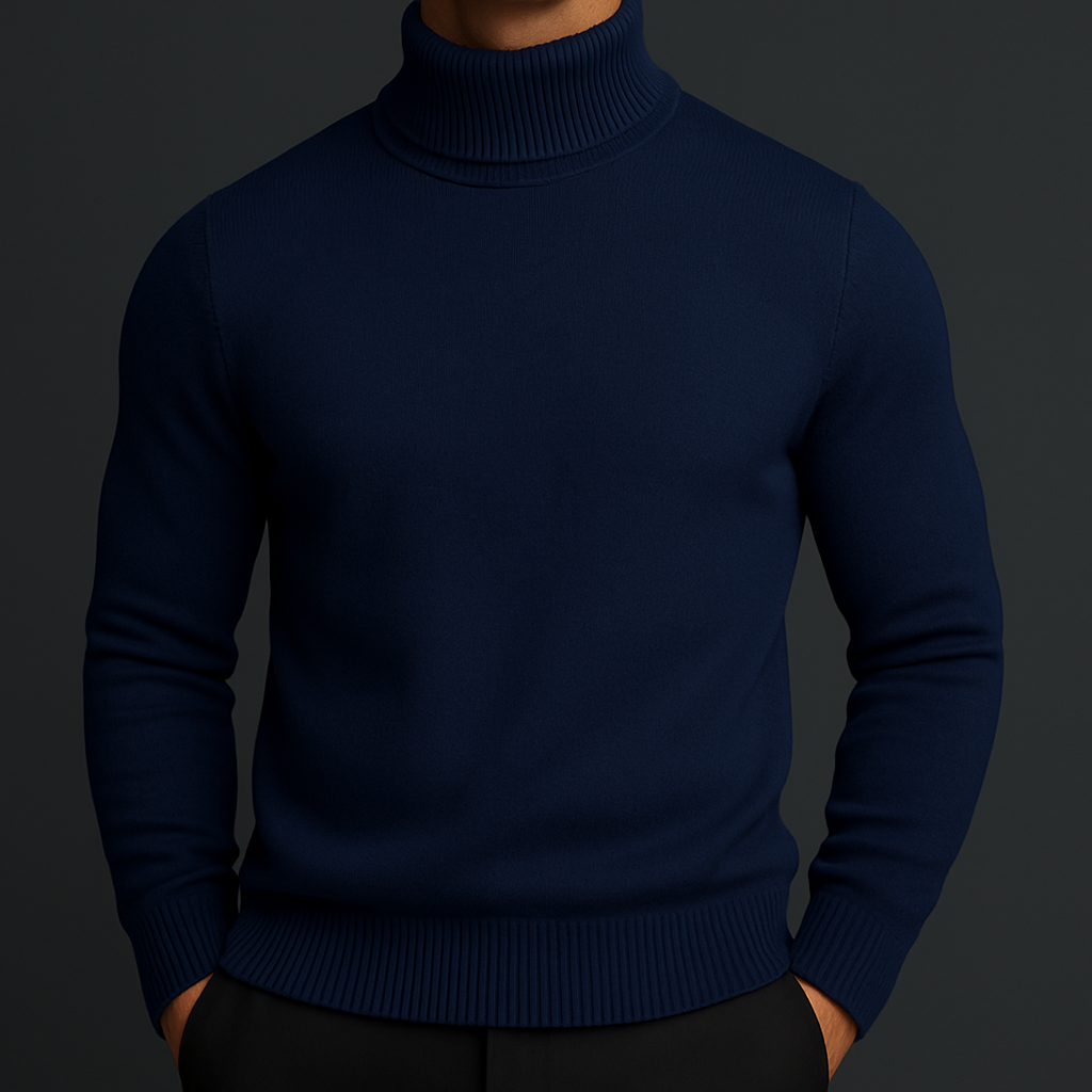 Merino Wool Turtleneck Sweater — Ribbed Collar & Slim Fit 12