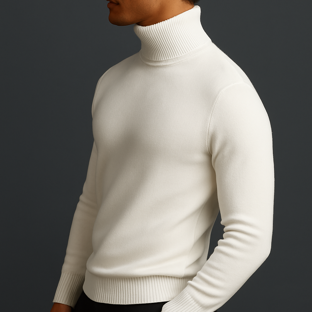 Merino Wool Turtleneck Sweater — Ribbed Collar & Slim Fit 3