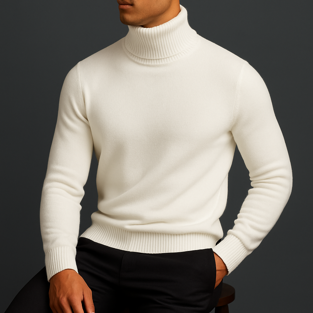 Merino Wool Turtleneck Sweater — Ribbed Collar & Slim Fit 2