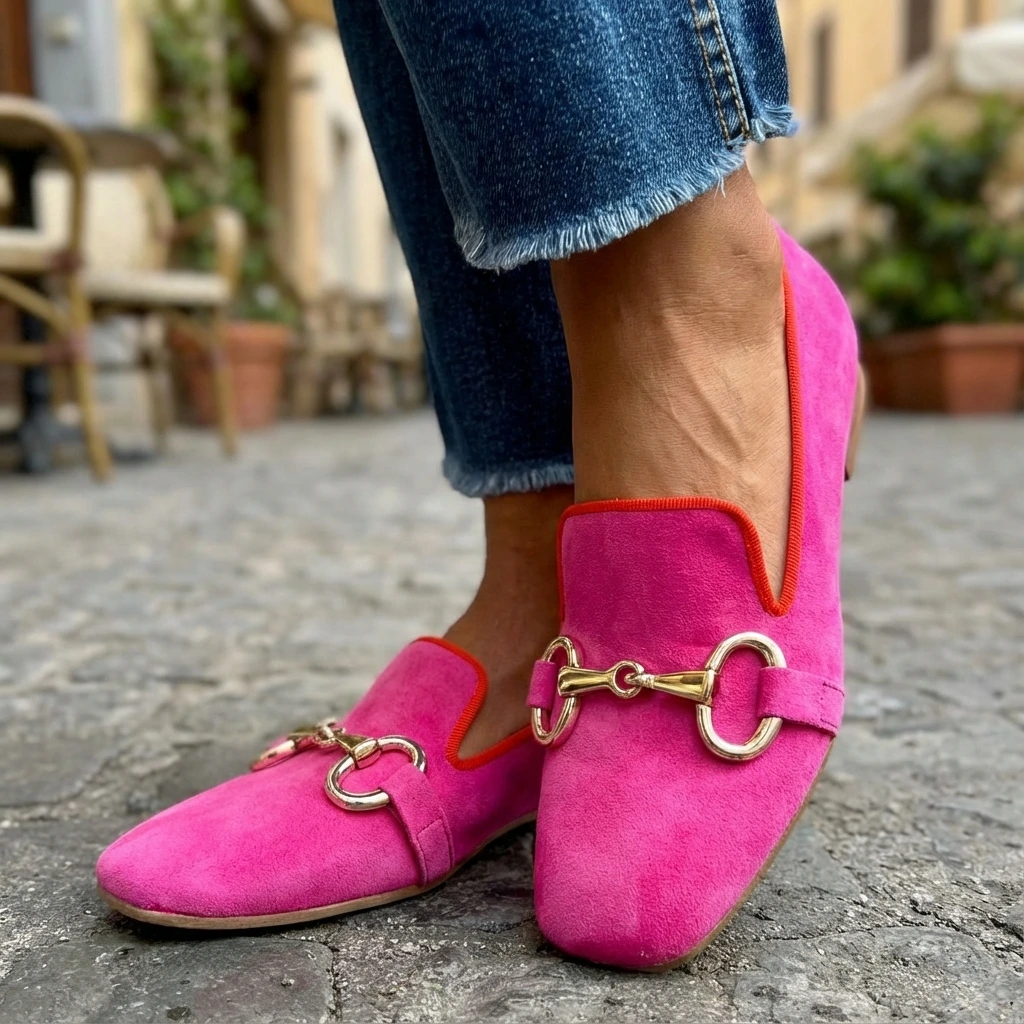 Chic Comfort | Women's Loafers with Decorative Buckle | Stylish Slip-On Shoes for Everyday Elegance