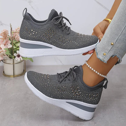 Chic Comfort | Women's Slip-On Sneakers with Arch Support & Rhinestone Accents | Casual Style for All-Day Wear