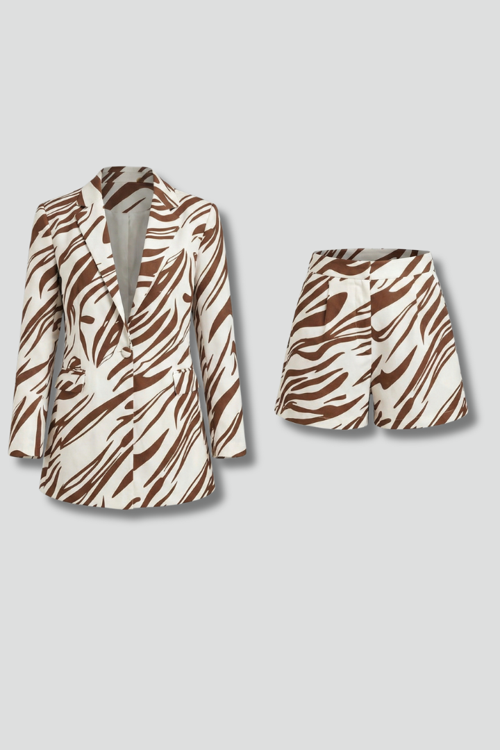 Chic Ensemble | Women's Blazer and Shorts Set with Open Front Design | Stylish Two-Piece Outfit for Effortless Elegance
