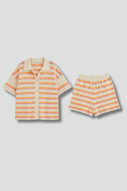 Chic Essentials | Women's Two Piece Set with V-Neck Shirt & Shorts | Comfortable Matching Set for Effortless Style