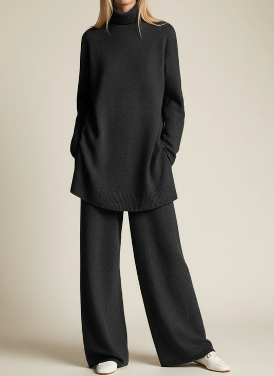 Chic Lounge | Women's Pant Set with Turtleneck Top | Effortless Style for Comfort