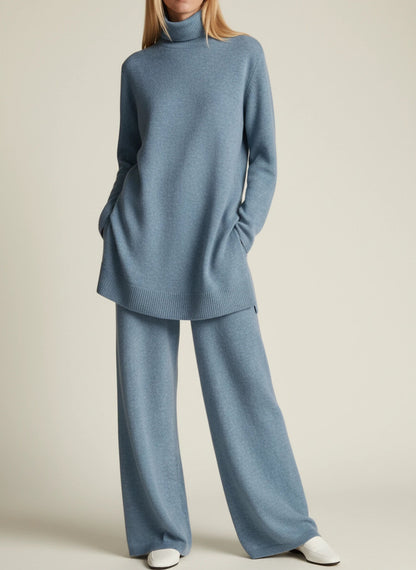 Chic Lounge | Women's Pant Set with Turtleneck Top | Effortless Style for Comfort