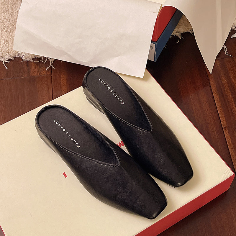 Chic Vegan Leather | Women's Black Flats with Lightweight Slip-On Design for All-Day Comfort