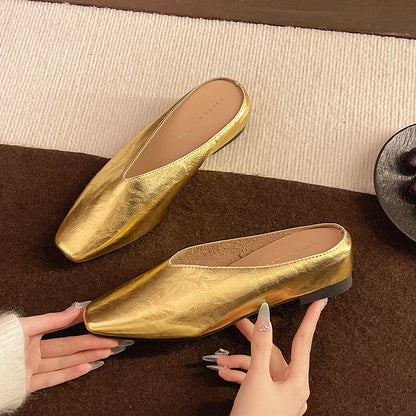 Chic Vegan Leather | Women's Black Flats with Lightweight Slip-On Design for All-Day Comfort