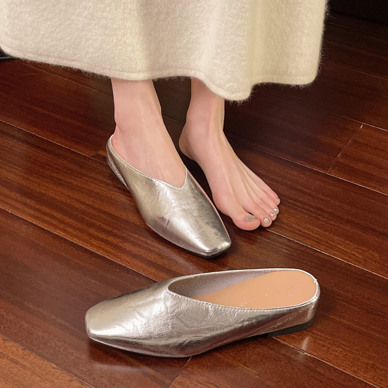 Chic Vegan Leather | Women's Black Flats with Lightweight Slip-On Design for All-Day Comfort