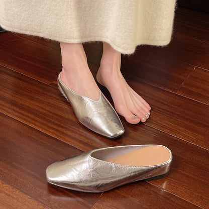 Chic Vegan Leather | Women's Black Flats with Lightweight Slip-On Design for All-Day Comfort