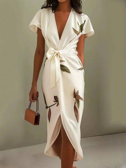 Chic Wrap Dress | Women's Summer Dress with V-Neck & Tied Waist | Flattering Fit for Effortless Elegance