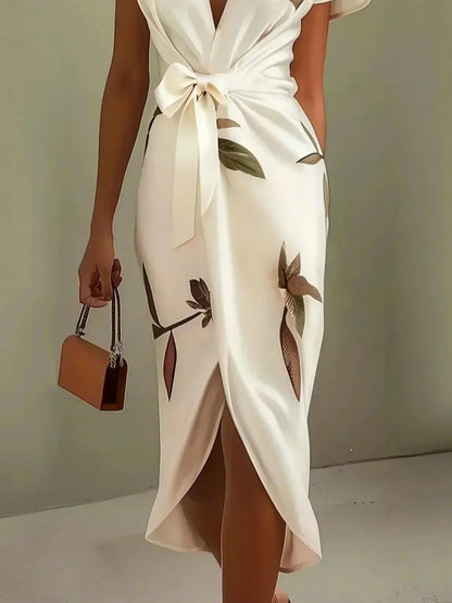 Chic Wrap Dress | Women's Summer Dress with V-Neck & Tied Waist | Flattering Fit for Effortless Elegance