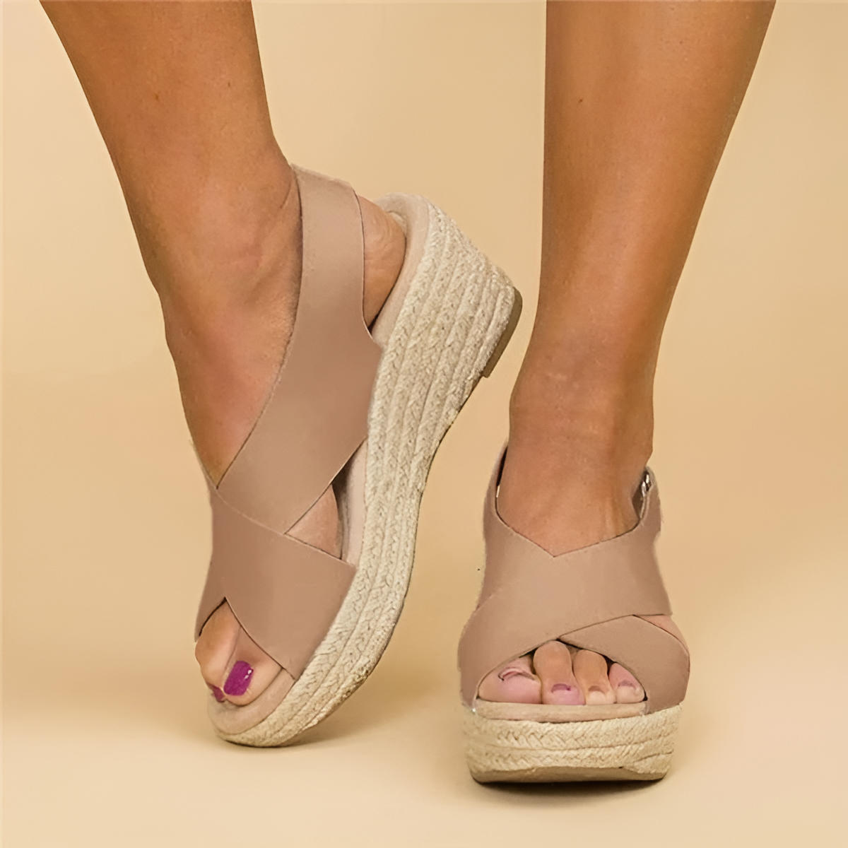 Clara Collection | Women's Sandals with Adjustable Cross Straps | Comfortable Wedge Design for All-Day Support