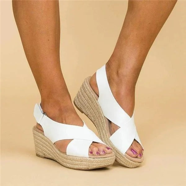 Clara Collection | Women's Sandals with Adjustable Cross Straps | Comfortable Wedge Design for All-Day Support