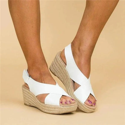 Clara Collection | Women's Sandals with Adjustable Cross Straps | Comfortable Wedge Design for All-Day Support