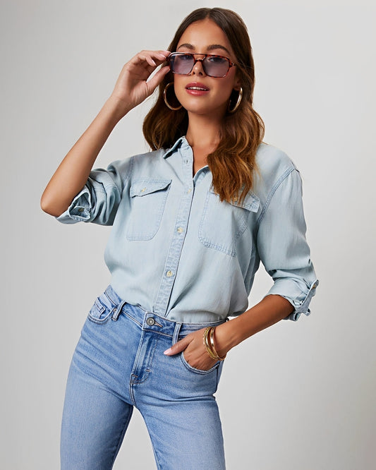 Classic Denim Shirt | Women's Shirt with Timeless Style | Versatile Top for Effortless Chic