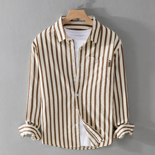 Classic Striped Men's Dress Shirt with Button-Up Design | Versatile Style for Effortless Confidence