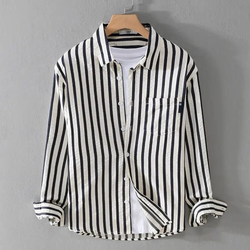 Classic Striped Men's Dress Shirt with Button-Up Design | Versatile Style for Effortless Confidence