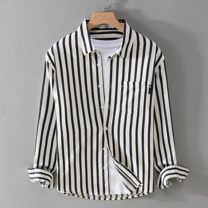 Classic Striped Men's Dress Shirt with Button-Up Design | Versatile Style for Effortless Confidence