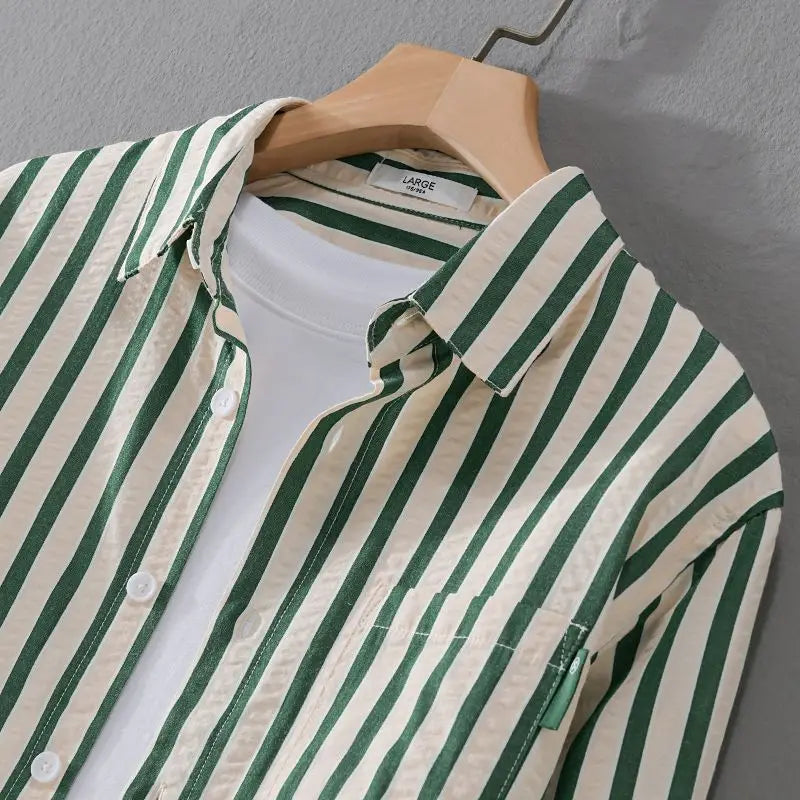 Classic Striped Men's Dress Shirt with Button-Up Design | Versatile Style for Effortless Confidence