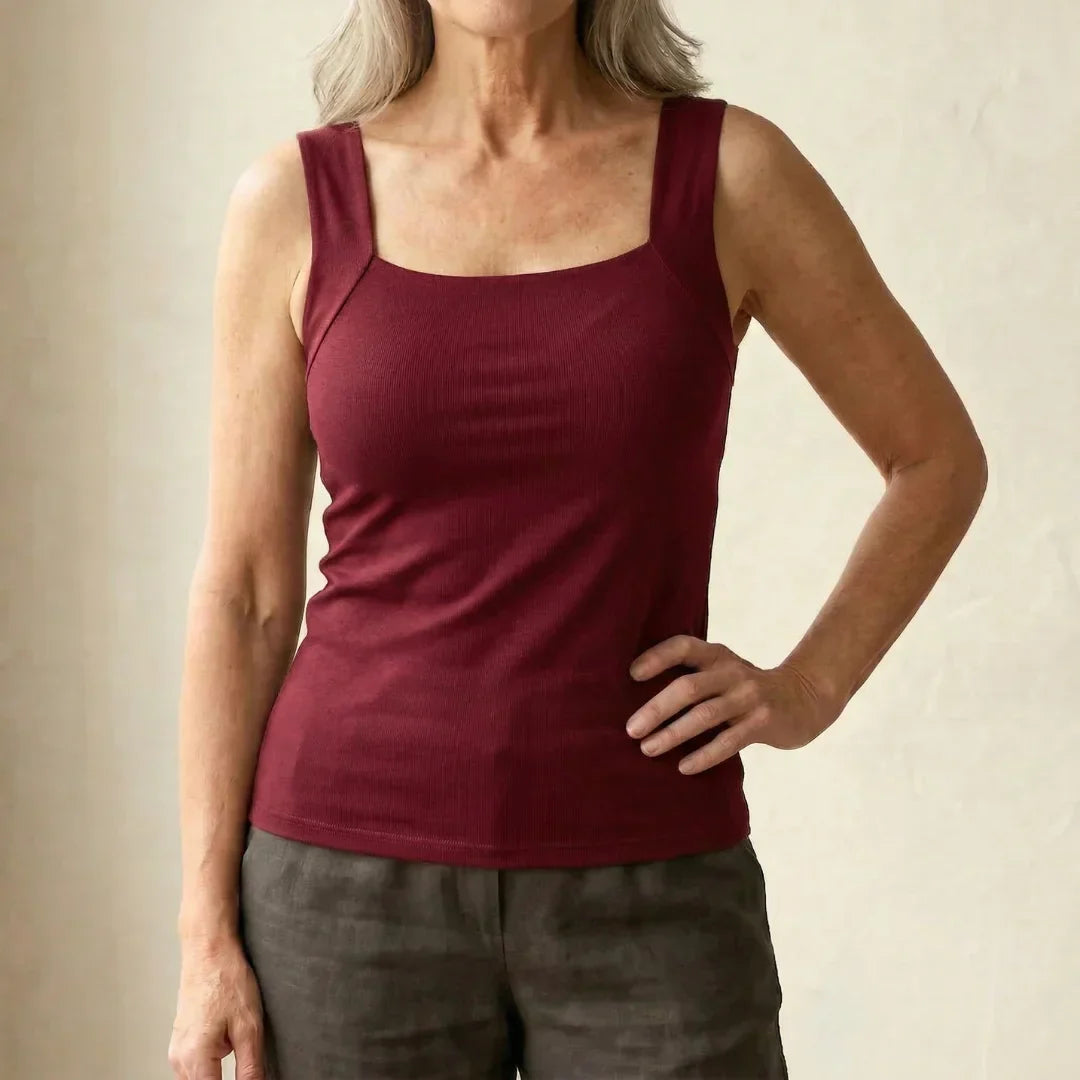 Comfort Bra Tank Top for Women - Lightweight, Built-In Bra, Hip-Length Design