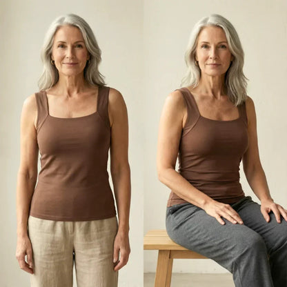 Comfort Bra Tank Top for Women - Lightweight, Built-In Bra, Hip-Length Design