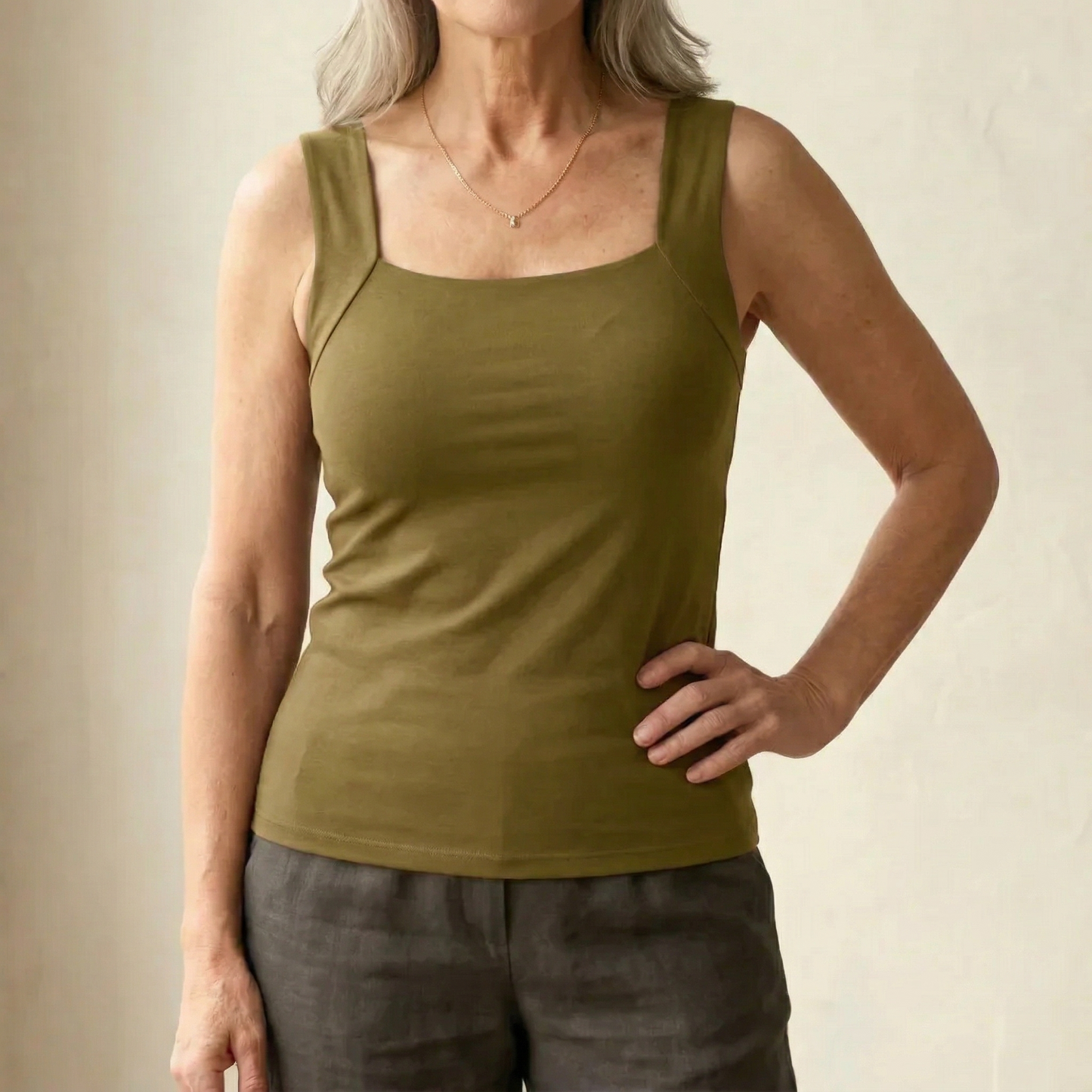 Comfort Bra Tank Top for Women - Lightweight, Built-In Bra, Hip-Length Design