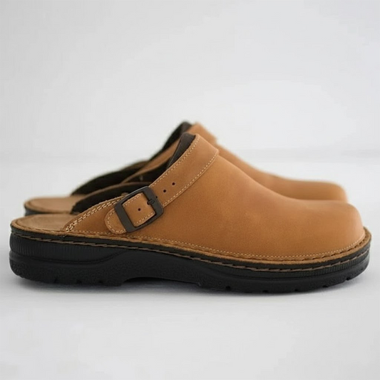 Comfort Step | Women's Orthopaedic Leather Clogs with Thick Sole | Effortless Style for All-Day Comfort