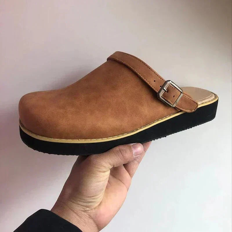 Comfort Step | Women's Orthopaedic Leather Clogs with Thick Sole | Effortless Style for All-Day Comfort