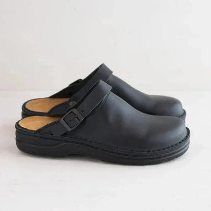 Comfort Step | Women's Orthopaedic Leather Clogs with Thick Sole | Effortless Style for All-Day Comfort
