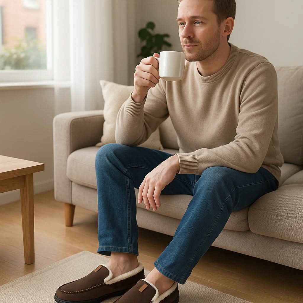 Wool-Lined Indoor Loafer Slippers — Warm Slip-On Home Shoes 2