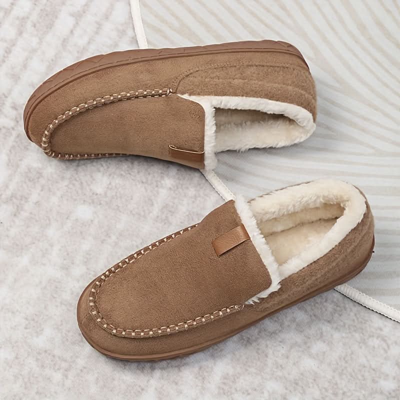Wool-Lined Indoor Loafer Slippers — Warm Slip-On Home Shoes 11
