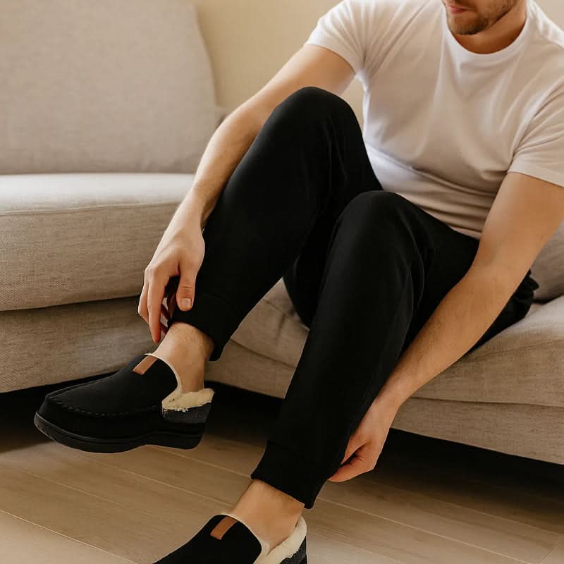Wool-Lined Indoor Loafer Slippers — Warm Slip-On Home Shoes 3