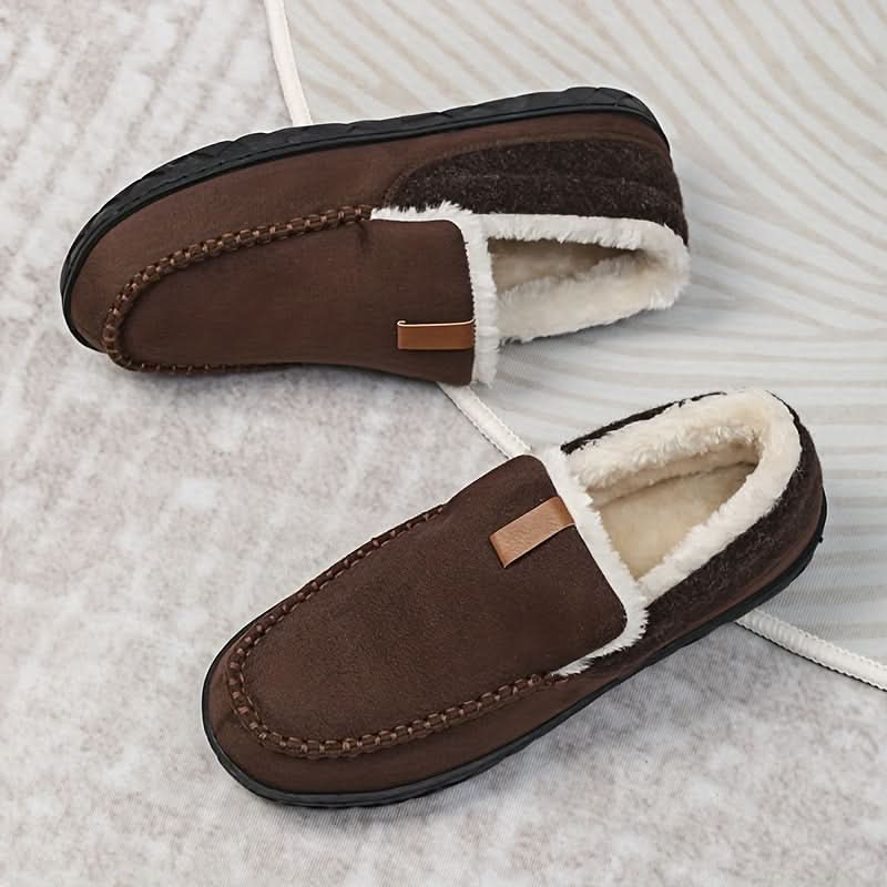 Wool-Lined Indoor Loafer Slippers — Warm Slip-On Home Shoes 10