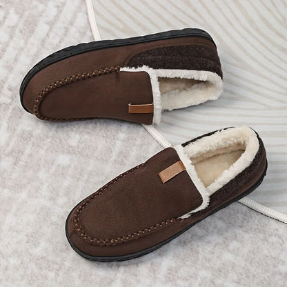 Wool-Lined Indoor Loafer Slippers — Warm Slip-On Home Shoes 10