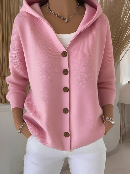 Cozy Long Sleeve Hooded Jacket with Relaxed Fit | Versatile Cardigan for Everyday Comfort