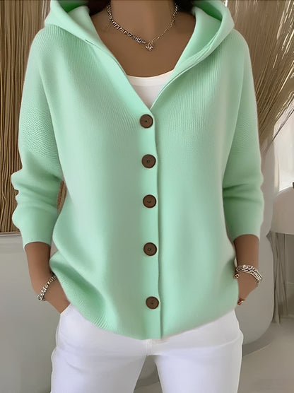 Cozy Long Sleeve Hooded Jacket with Relaxed Fit | Versatile Cardigan for Everyday Comfort