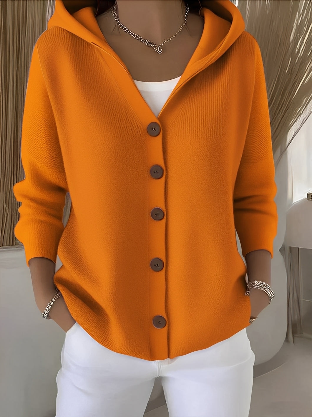 Cozy Long Sleeve Hooded Jacket with Relaxed Fit | Versatile Cardigan for Everyday Comfort