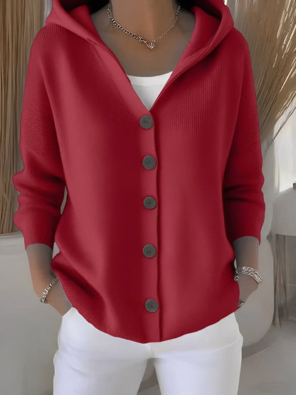 Cozy Long Sleeve Hooded Jacket with Relaxed Fit | Versatile Cardigan for Everyday Comfort