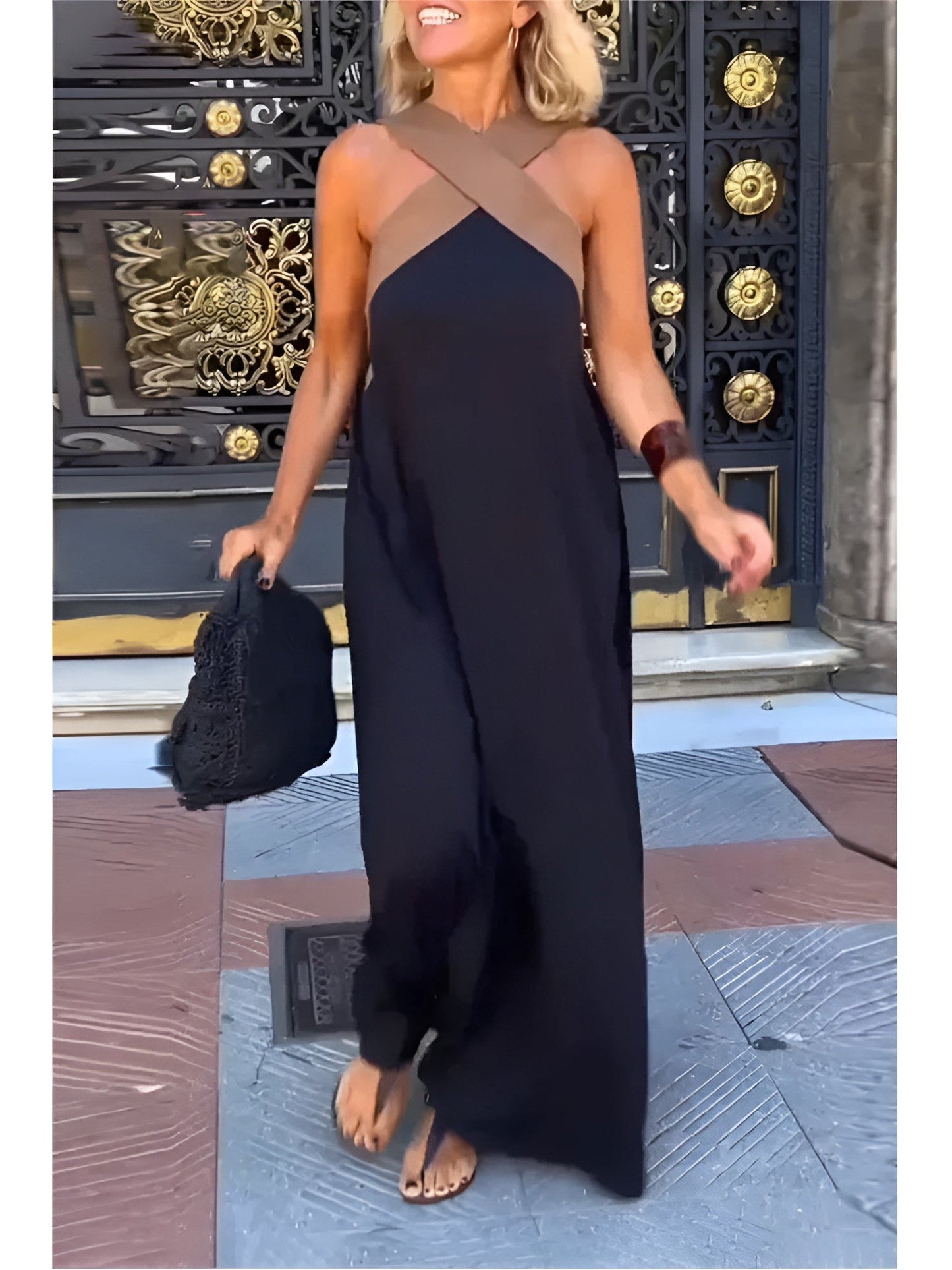 Delphine | Women's Summer Maxi Dress with Crossed Neckline | Effortless Elegance for Sunny Days
