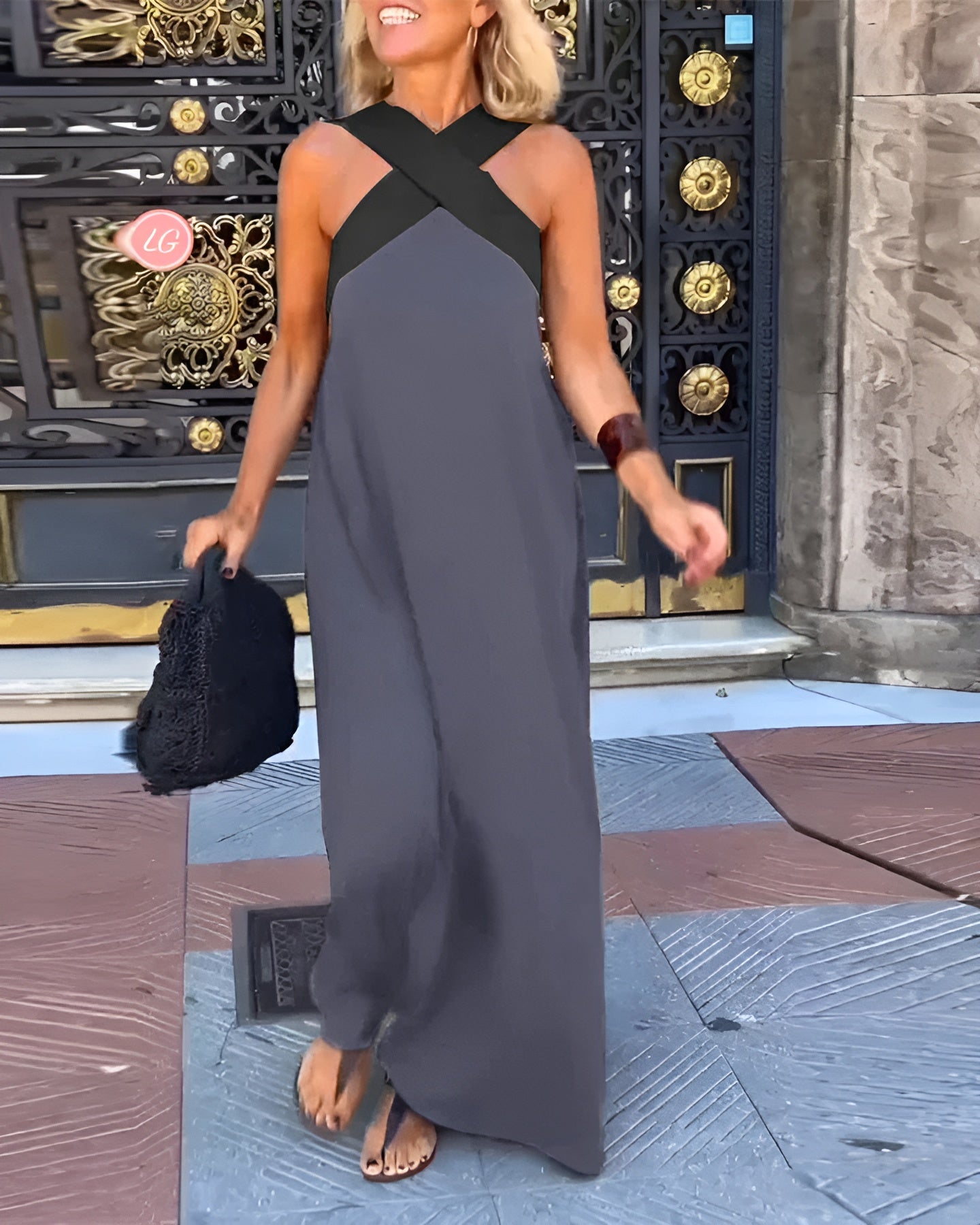 Delphine | Women's Summer Maxi Dress with Crossed Neckline | Effortless Elegance for Sunny Days