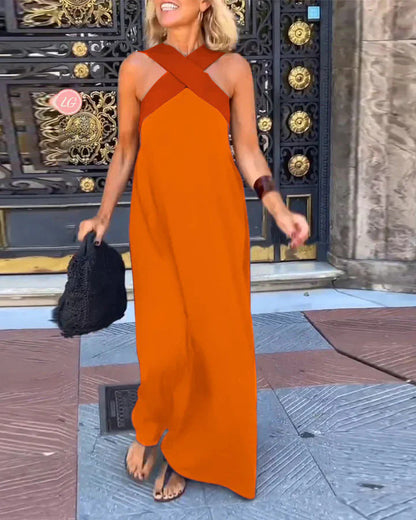 Delphine | Women's Summer Maxi Dress with Crossed Neckline | Effortless Elegance for Sunny Days